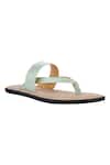 Buy_Sko_Green Plain Tur Leather V-strap Sandals _at_Aza_Fashions