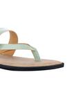 Sko_Green Plain Tur Leather V-strap Sandals _at_Aza_Fashions