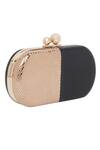 Richa Gupta_Black Leather Textured Clutch With Sling _Online_at_Aza_Fashions