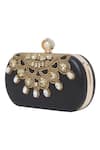 Buy_Richa Gupta_Black Embroidery Leather Clutch With Sling _Online_at_Aza_Fashions