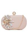 Richa Gupta_Pink Embroidery Leather Clutch With Sling _at_Aza_Fashions