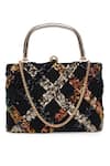 Buy_Richa Gupta_Black Embellished Sequin Suede Clutch _at_Aza_Fashions