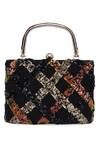 Buy_Richa Gupta_Black Embellished Sequin Suede Clutch _Online_at_Aza_Fashions