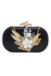 Buy_Richa Gupta_Black Embellished Leather Clutch With Sling _at_Aza_Fashions