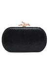 Shop_Richa Gupta_Black Embellished Leather Clutch With Sling _at_Aza_Fashions