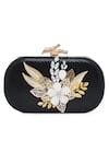 Buy_Richa Gupta_Black Embellished Leather Clutch With Sling _Online_at_Aza_Fashions