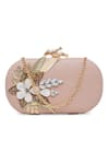 Buy_Richa Gupta_Pink Embellished Leather Clutch With Sling _at_Aza_Fashions