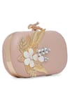 Richa Gupta_Pink Embellished Leather Clutch With Sling _Online_at_Aza_Fashions