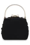 Shop_Richa Gupta_Black Embroidery Suede Sequin Embellished Clutch With Sling_at_Aza_Fashions