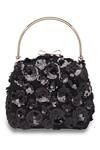 Richa Gupta_Black Embroidery Suede Sequin Embellished Clutch With Sling_Online_at_Aza_Fashions