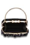 Richa Gupta_Black Embroidery Suede Sequin Embellished Clutch With Sling_at_Aza_Fashions