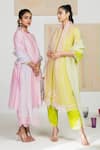 Madzin Green Organza, Chanderi Floral, Sequin Round Kurta Set Online at Aza Fashions Madzin_Green Organza, Chanderi Floral, Sequin Round Kurta Set _Online_at_Aza_Fashions