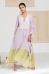 Buy Madzin Purple Silk Crepe Printed Floral Round Hem Kaftan at Aza Fashions Buy_Madzin_Purple Silk Crepe Printed Floral Round Hem Kaftan _at_Aza_Fashions