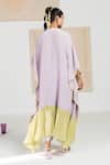 Shop Madzin Purple Silk Crepe Printed Floral Round Hem Kaftan at Aza Fashions Shop_Madzin_Purple Silk Crepe Printed Floral Round Hem Kaftan _at_Aza_Fashions