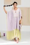 Buy Madzin Purple Silk Crepe Printed Floral Round Hem Kaftan Online at Aza Fashions Buy_Madzin_Purple Silk Crepe Printed Floral Round Hem Kaftan _Online_at_Aza_Fashions
