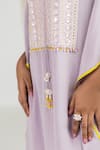 Madzin Purple Silk Crepe Printed Floral Round Hem Kaftan at Aza Fashions Madzin_Purple Silk Crepe Printed Floral Round Hem Kaftan _at_Aza_Fashions