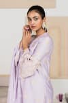 Shop_MADZIN_Purple Chikankari Embroidered Floral Motifs V Neck Kurta Set _Online_at_Aza_Fashions