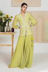 Buy_Madsam Tinzin_Green Silk Chiffon Floral Print Sharara_at_Aza_Fashions