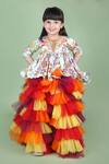 Buy_Shining Kanika_Multi Color Floral Print Peplum Top And Sharara Set For Girls_at_Aza_Fashions