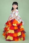 Shining Kanika_Multi Color Floral Print Peplum Top And Sharara Set For Girls_Online_at_Aza_Fashions