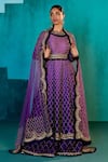 Buy_Agunj by Gunjan Arora_Purple Pure Silk Lining Shantoon Embroidery Thread Kurta Sharara Set _at_Aza_Fashions
