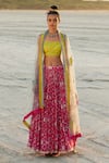 Buy_Rajiramniq_Pink Silk Velvet Printed Animal Square Neck Lehenga Set _at_Aza_Fashions