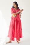 Shop_Rajiramniq_Pink Cotton Silk Printed Shell Round Kurta Set _at_Aza_Fashions