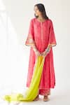 Buy_Rajiramniq_Pink Cotton Silk Printed Shell Round Kurta Set _at_Aza_Fashions