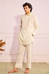 Buy_Artless_White Tencel Cotton Straight Kurta _at_Aza_Fashions