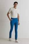 Buy_Artless_Blue Cotton Twill Into The Ocean Trousers _at_Aza_Fashions