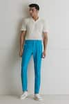 Buy_Artless_Blue Cotton Twill Sing Me Trouser _at_Aza_Fashions