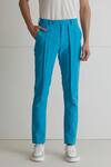 Artless_Blue Cotton Twill Sing Me Trouser _at_Aza_Fashions