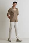 Buy_Artless_Beige Cotton Linen Grounded Shirt _at_Aza_Fashions