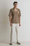 Artless_Beige Cotton Linen Grounded Shirt _Online_at_Aza_Fashions