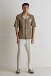 Buy_Artless_Beige Cotton Linen Grounded Shirt _Online_at_Aza_Fashions