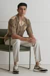 Shop_Artless_Beige Cotton Linen Grounded Shirt _Online_at_Aza_Fashions