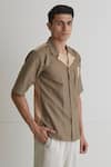 Artless_Beige Cotton Linen Grounded Shirt _at_Aza_Fashions