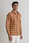 Artless_Brown Cotton Linen Geometric Diamonds In The Sky Shirt _Online_at_Aza_Fashions