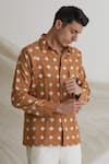 Shop_Artless_Brown Cotton Linen Geometric Diamonds In The Sky Shirt _Online_at_Aza_Fashions