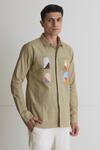 Shop_Artless_Beige Cotton Linen Embroidery Thread Sun And Shadows Shirt _Online_at_Aza_Fashions