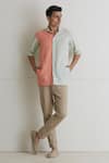 Buy_Artless_Peach Cotton Linen Sunset Shirt _at_Aza_Fashions