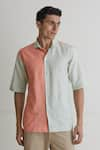 Artless_Peach Cotton Linen Sunset Shirt _at_Aza_Fashions