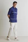 Buy_Artless_Blue Cotton Linen Shooting Star Shirt _Online_at_Aza_Fashions