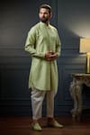 Buy_Ritu & Abhishek_Green Organza Diagonal Kurta  _at_Aza_Fashions