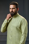 Buy_Ritu & Abhishek_Green Organza Diagonal Kurta  _Online_at_Aza_Fashions