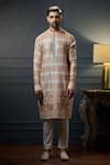 Buy_Ritu & Abhishek_Pink Silk Tie-dye Shibori Kurta  _at_Aza_Fashions