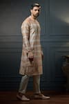 Shop_Ritu & Abhishek_Pink Silk Tie-dye Shibori Kurta  _at_Aza_Fashions