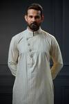 Buy_Ritu & Abhishek_White Silk Textured Persian Grill Kurta  _Online_at_Aza_Fashions