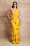 Buy_Arpita Mehta_Yellow Pre-draped Embroidered Saree Set _at_Aza_Fashions