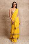 Buy_Arpita Mehta_Yellow Pre-draped Embroidered Saree Set _Online_at_Aza_Fashions